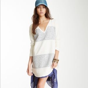 Free People Sequin V-neck tunic sweater